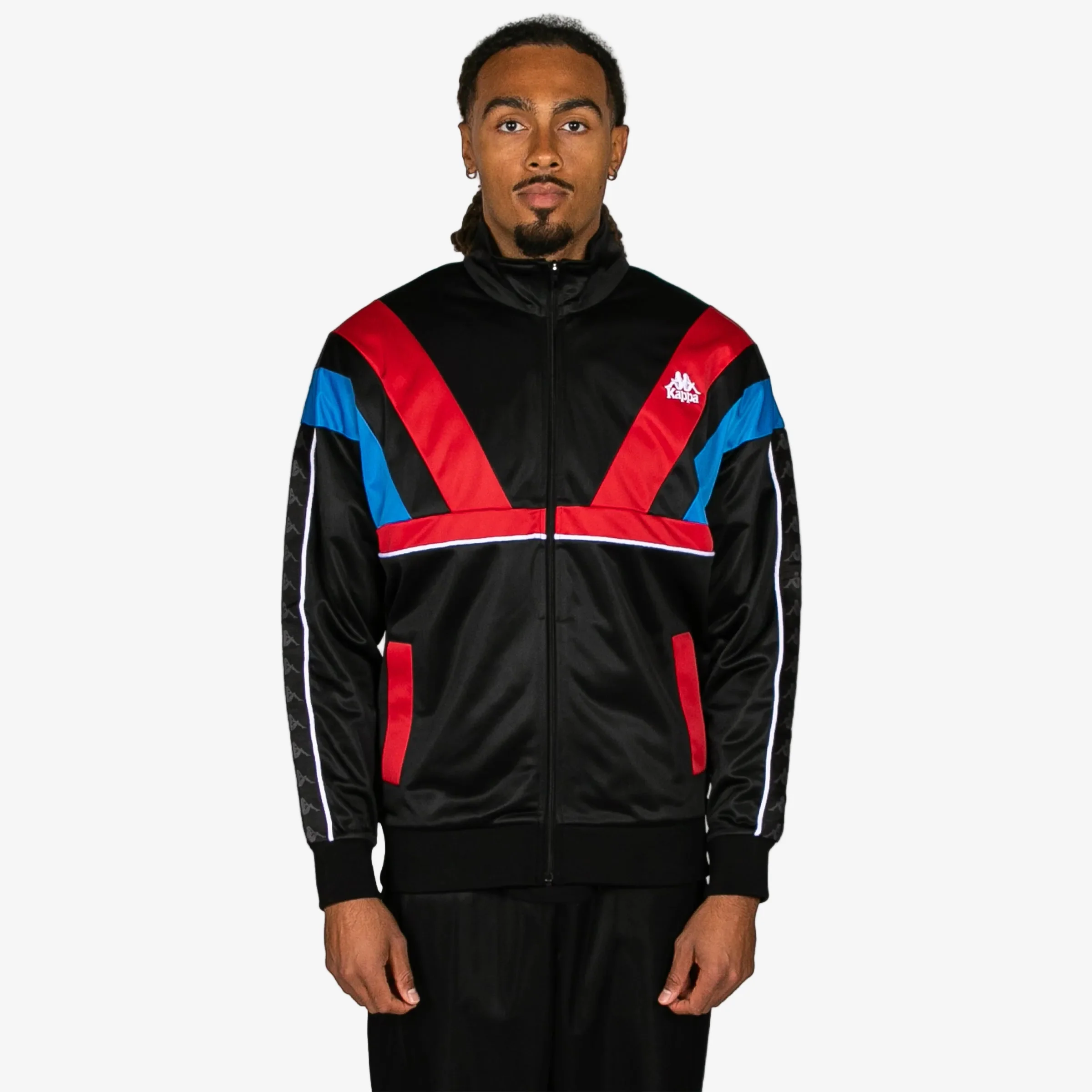 222 Banda Orlando Zip Up Fleece - Black Red Racing Blue Sea - Image 4