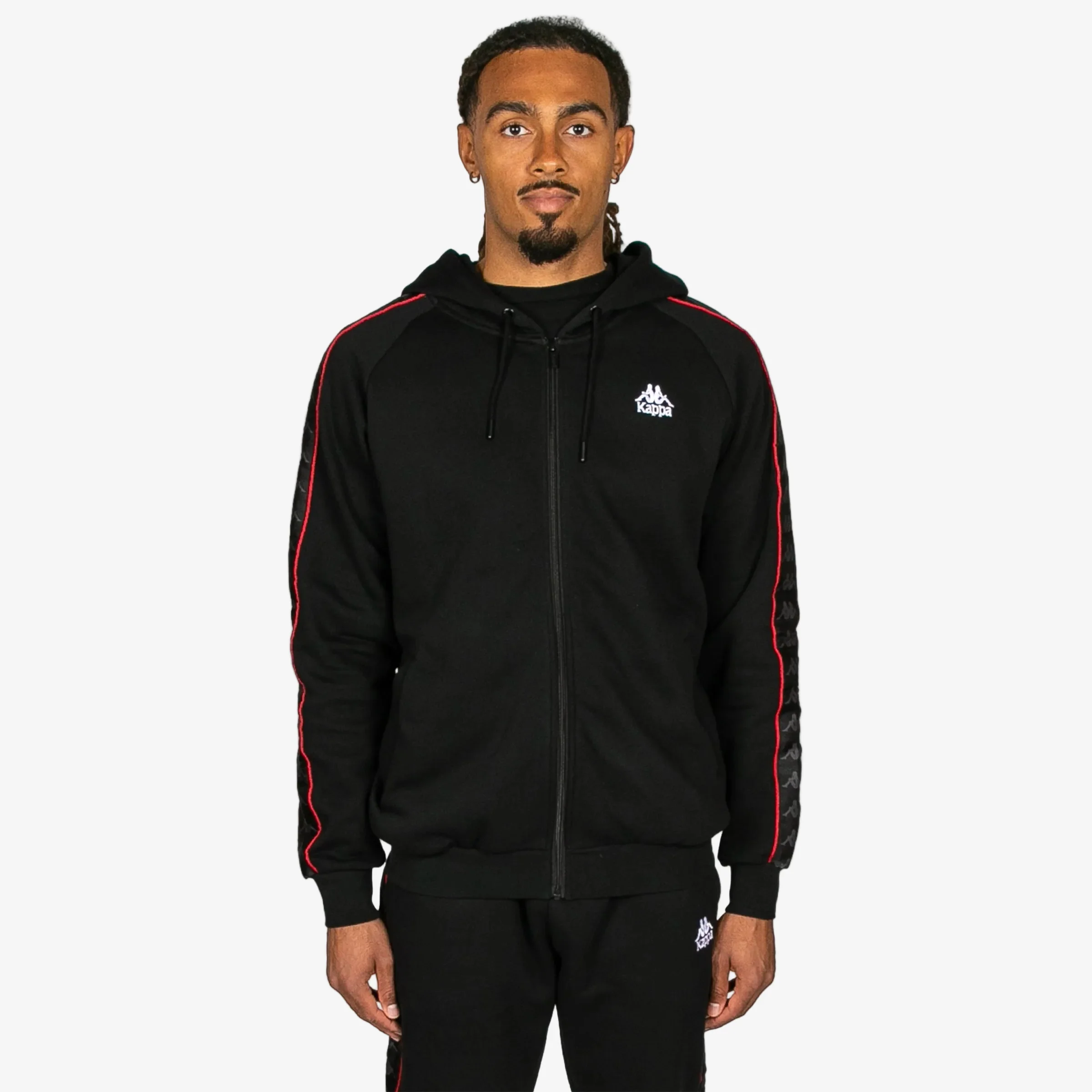 222 Banda Zamin 4 Zip Up Hoodie - Black Red Racing White - Image 5